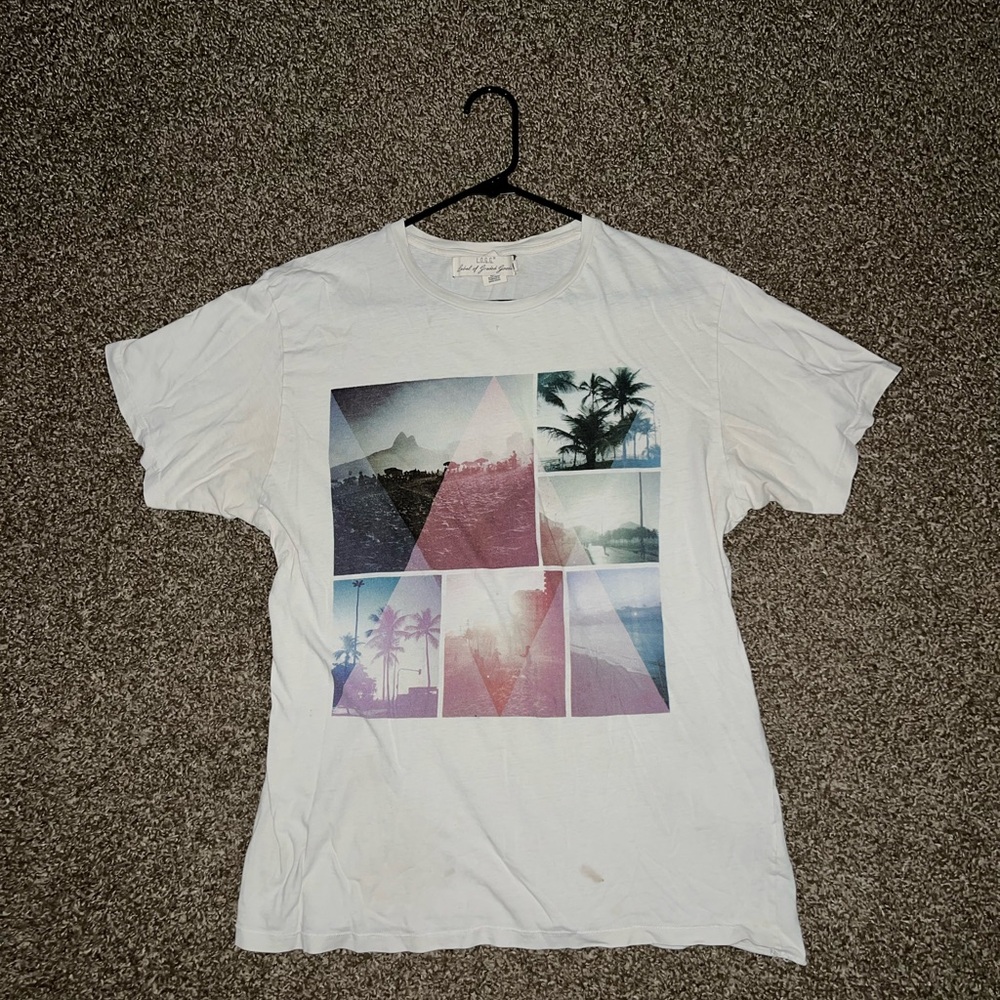 H&M L.O.G.G. Beach Vintage OG White Pink Blue Black T Shirt